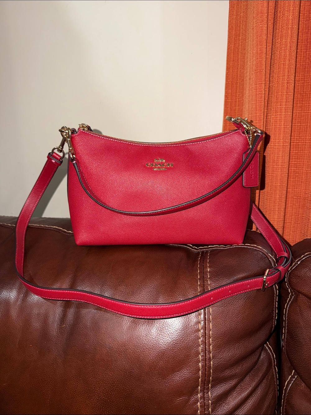 ‼️Coach Red Leather Clara Shoulder Bag Crossbody Bag